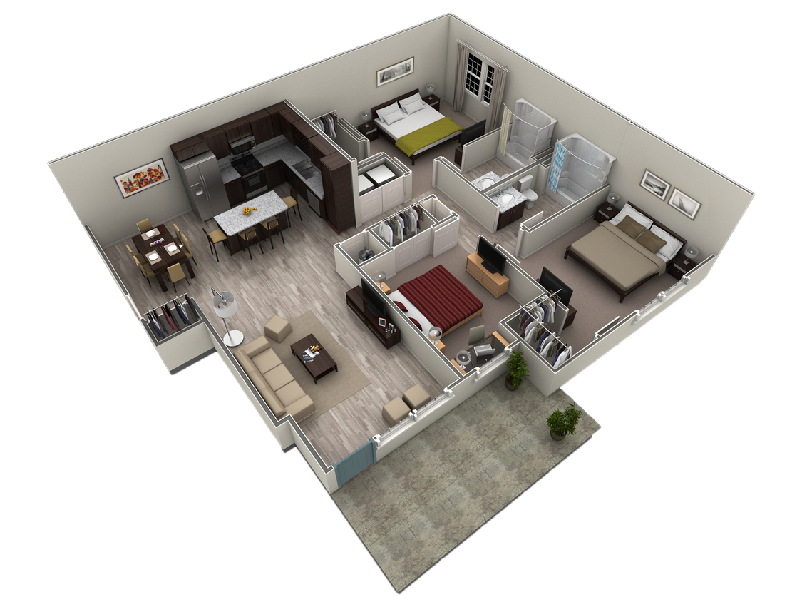 Floor Plan - 3 BR Grand Courtyard