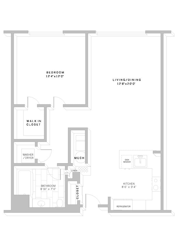 Floor Plan - 1 Bed 1 Bath A1