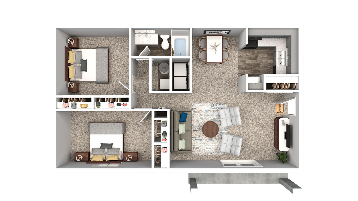 03-Top view - 2 Bedroom 1 Bath 880