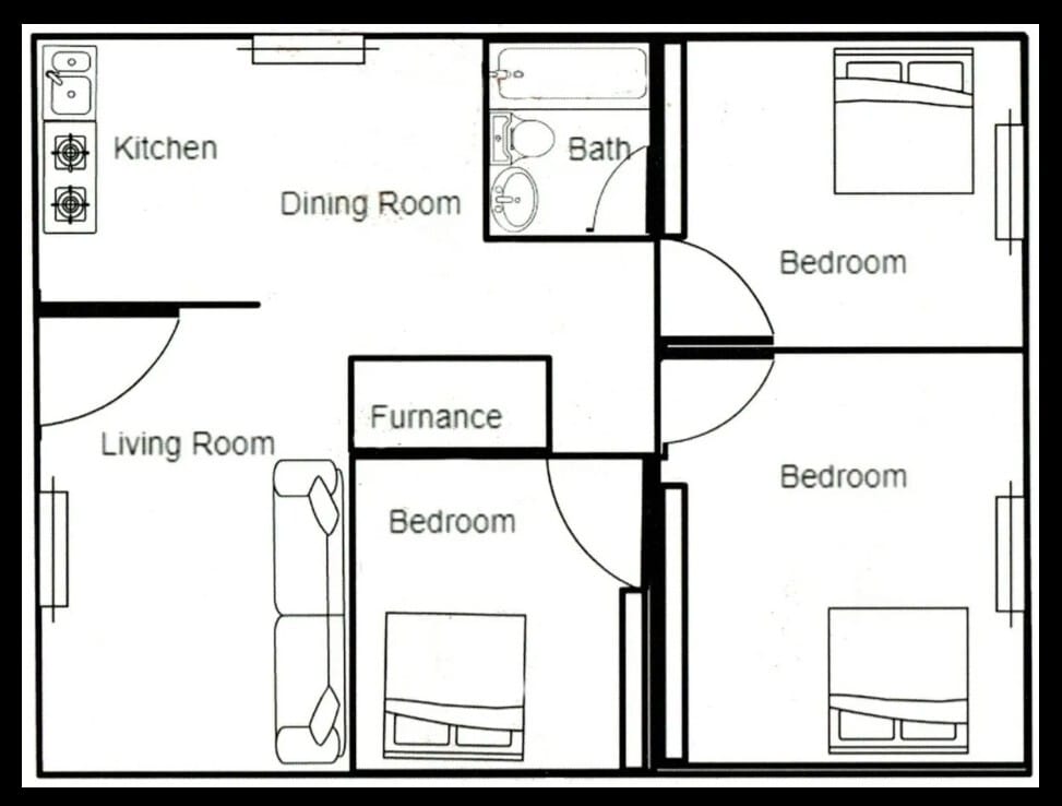 Floor Plan - 3BR/1.0BA