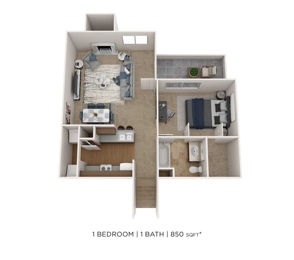 Floor Plan - One Bedroom - 850 sqft