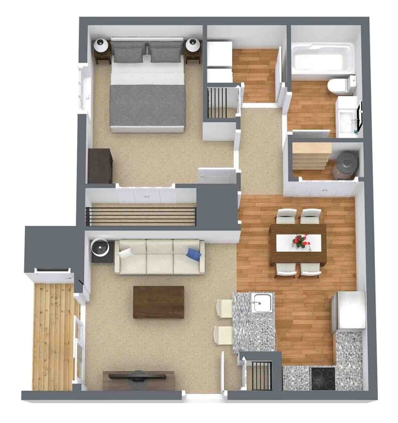 Floor Plan - 1 Bedroom  1 Bath