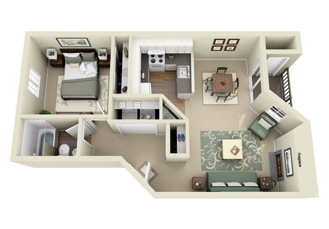 Floor Plan - 1 BD 1 BA Classic & Renovation