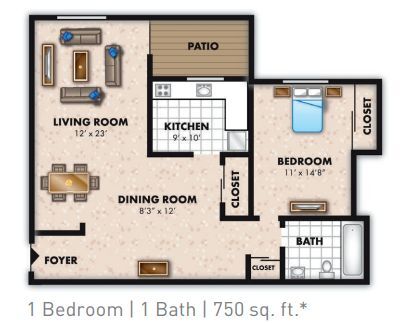 Floor Plan - 1 Bedroom