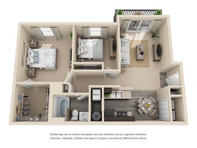 Floor Plan - 2B w/ Patio