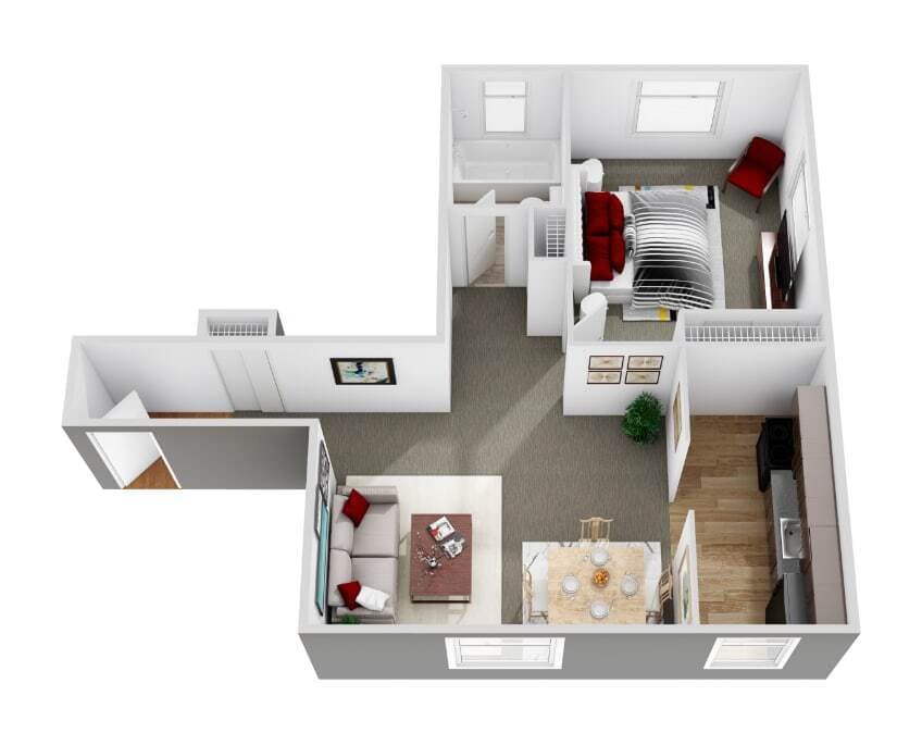 Floor Plan - 1 Bedroom 1 Bathroom
