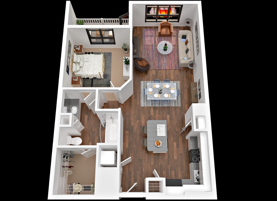 One Bedroom, 758 sf - One Bedroom
