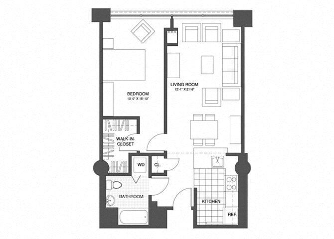 Floor Plan - 1 Bed/1 Bath