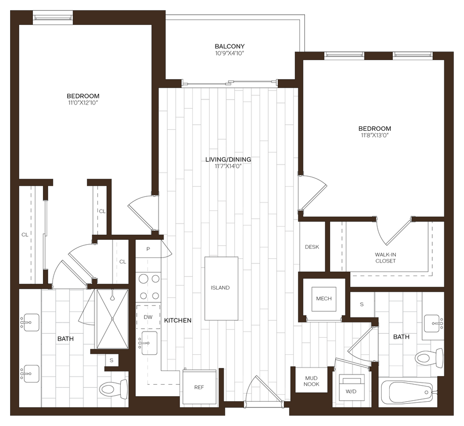 Floor Plan - 2 Bed/2 Bath-B18