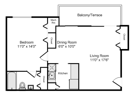 1BR/1BA - 1 Bedroom 1 Bathroom