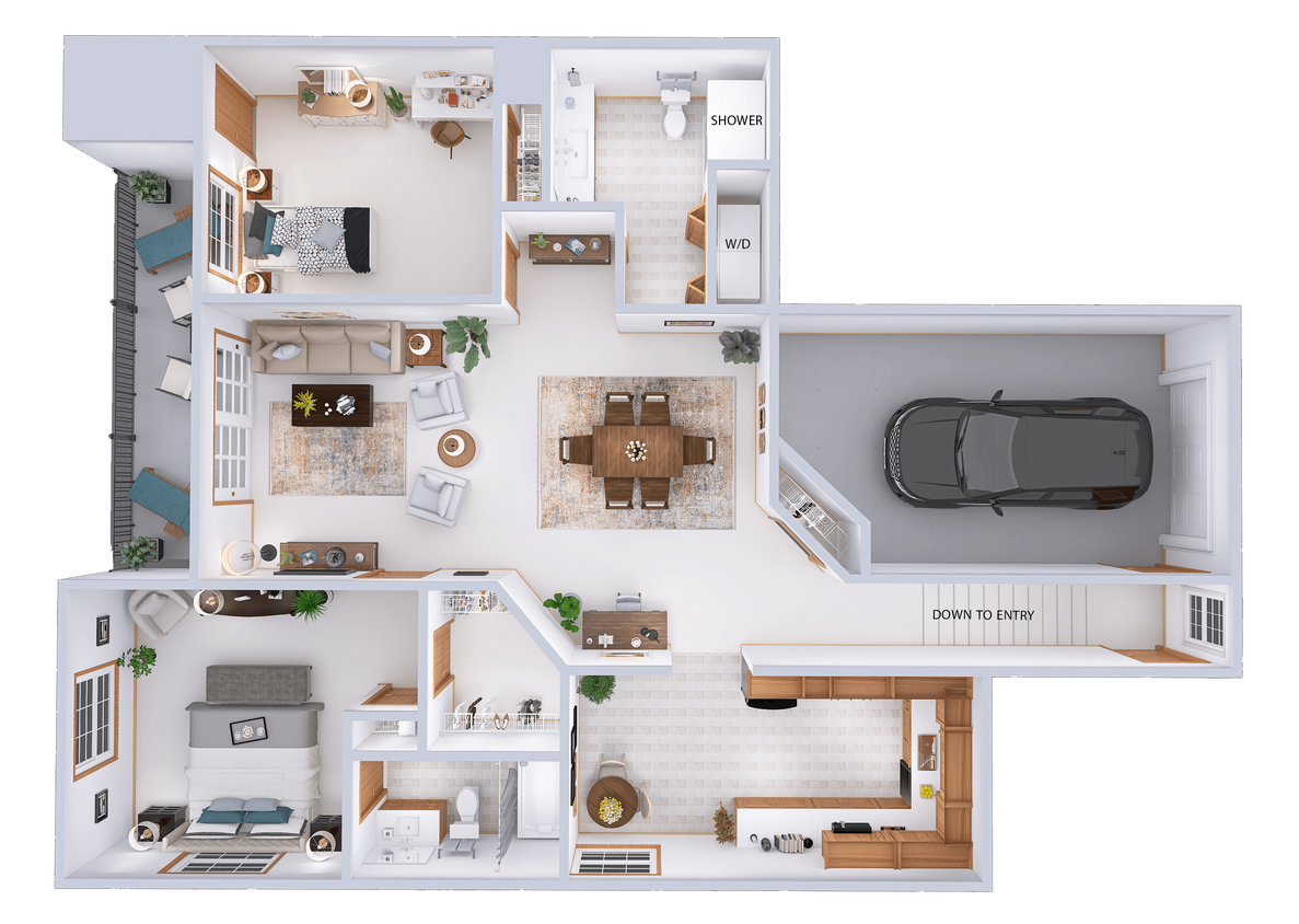 Floor Plan - Village Green - 2 Bed, 2 Bath Upper (C)