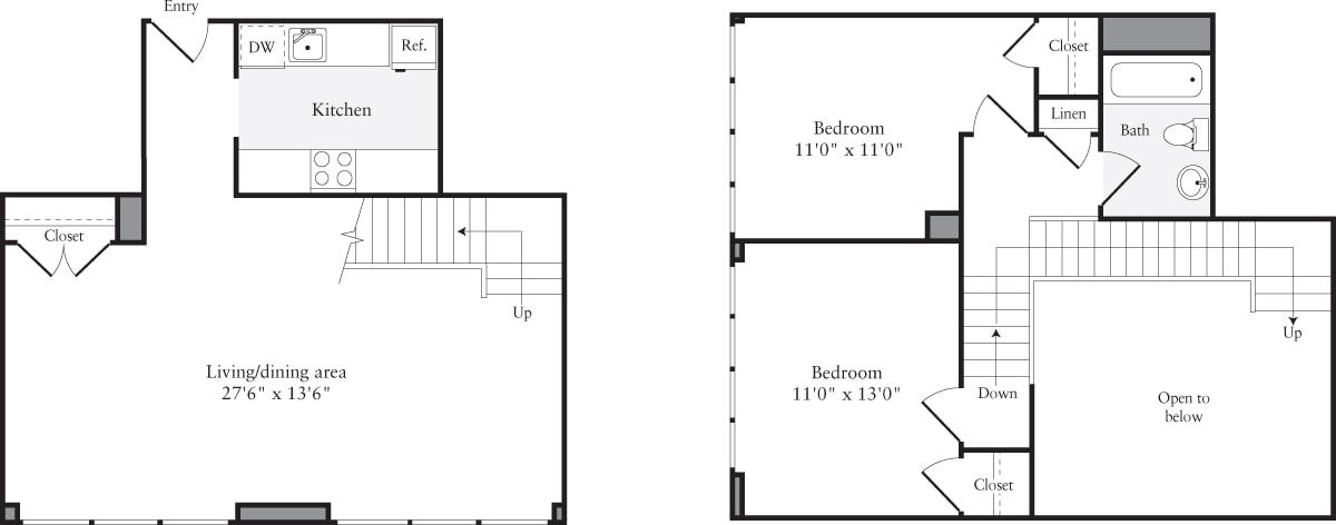Floor Plan - The Lofts 2 Bedrooms U
