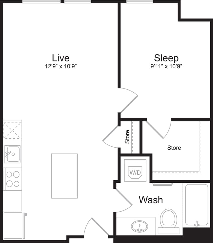 Floor Plan - 1 Bedroom B