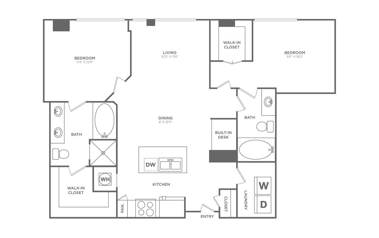 Floor Plan - 2 Bed/2 Bath - B7