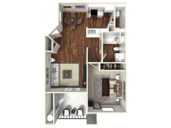 Floor Plan - 1 Bedroom, 1 Bathroom