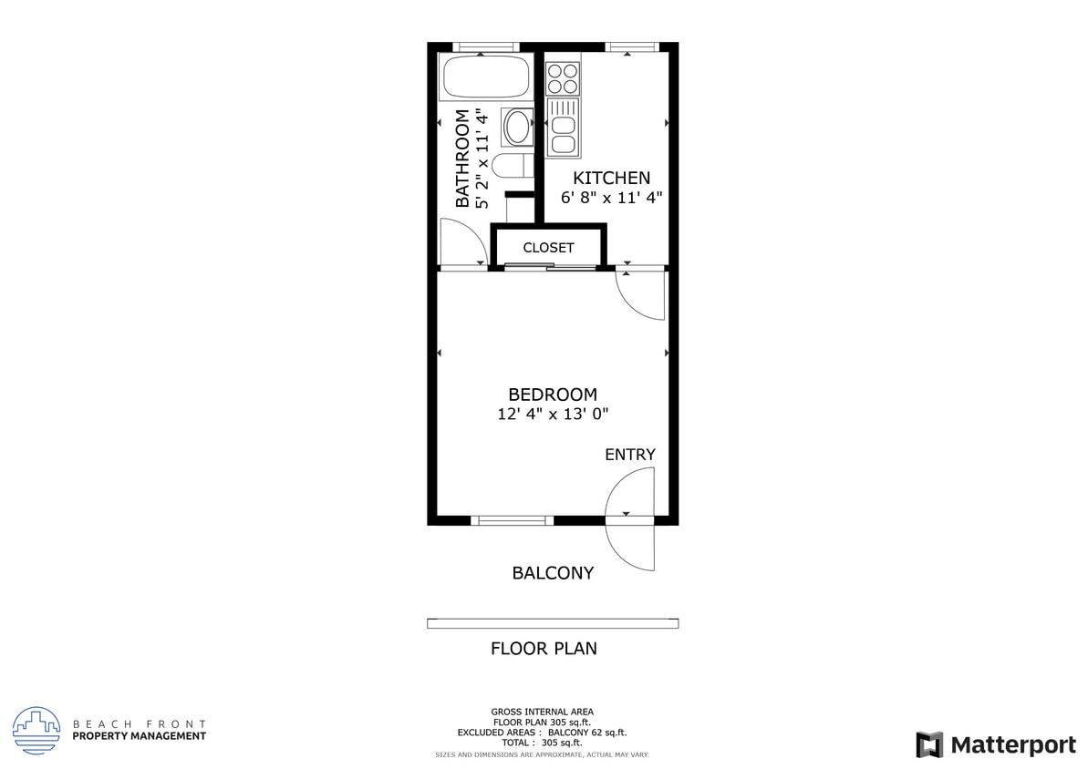 Floor Plan - 1 Bedroom 1 Bath
