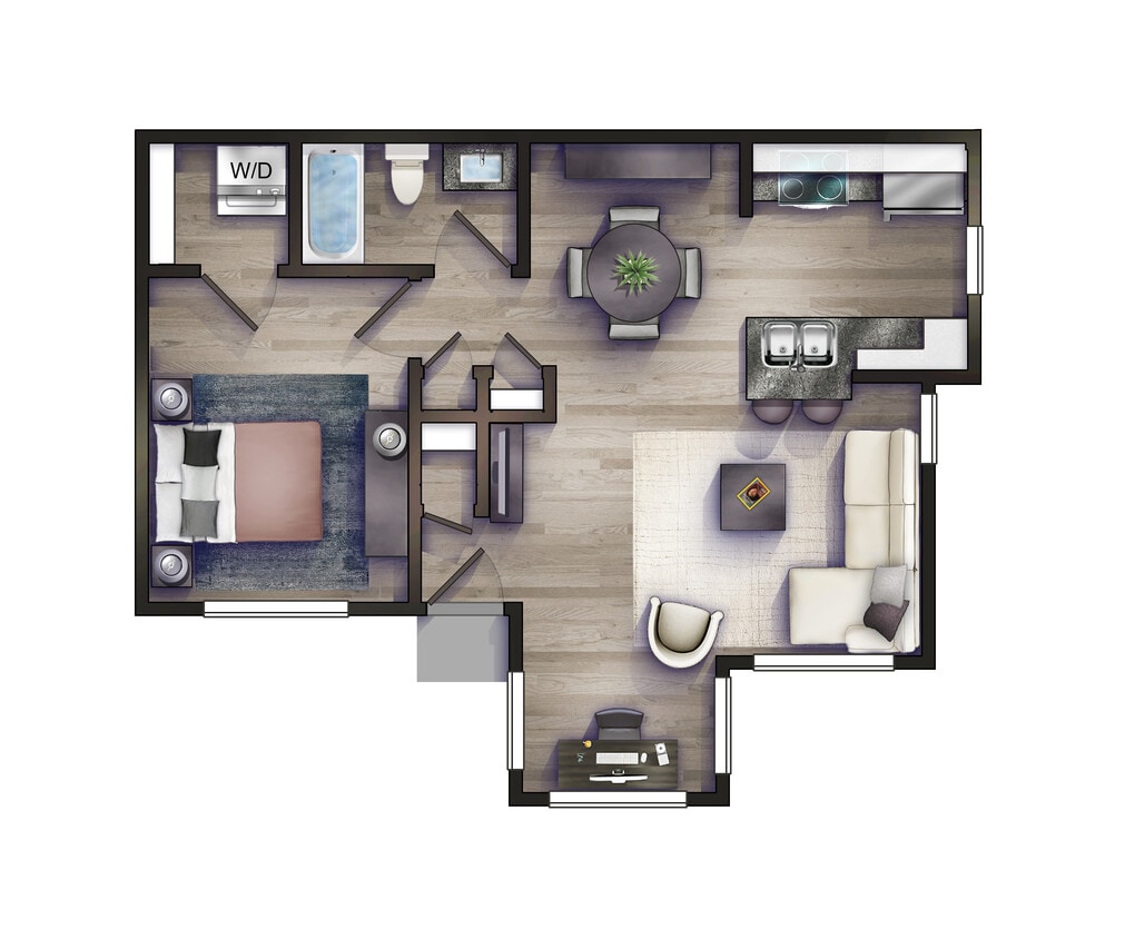 Floor Plan - Luxury One Bedroom One Bath