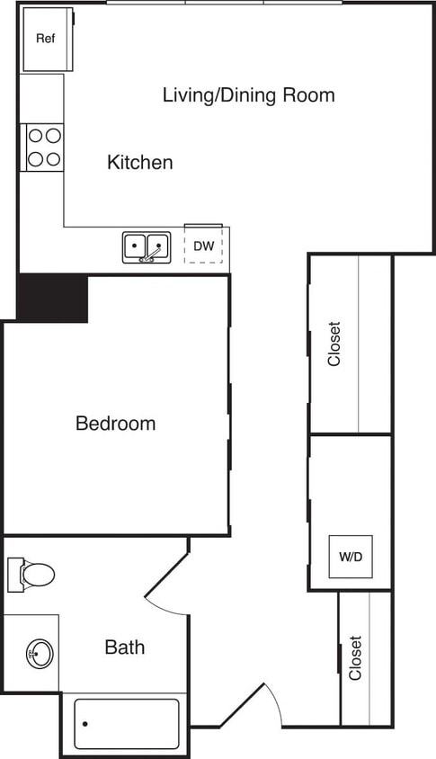Floor Plan - Studio 586 Renovated no balc
