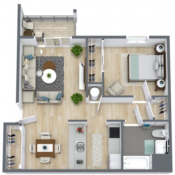 Floor Plan - One Bedroom One Bath