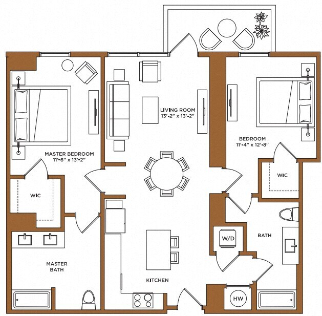 Floor Plan - 2 Bed/2 Bath-E PH