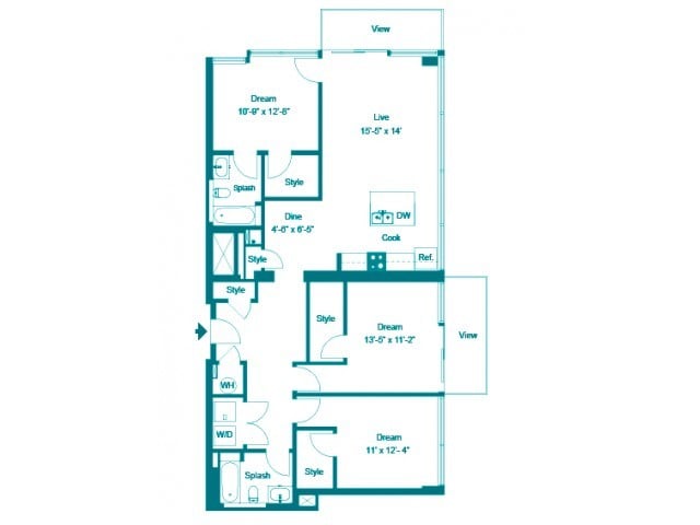 Tiffany - Three Bedroom Three Bath (1466 SF)