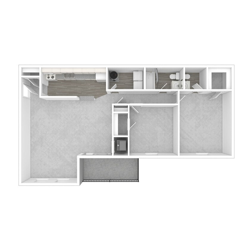 Floor Plan - 2 Bedroom/1.5 Bath at Parkwood