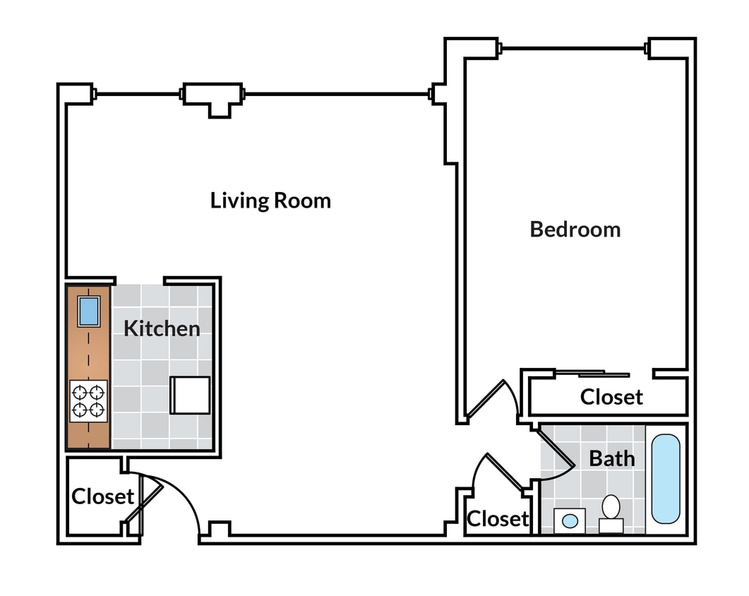 Floor Plan - 1 Bedroom 12 Tier