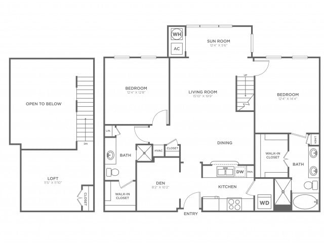 2 Bedroom 2 Bath Loft (1,522 SF) - 2 Bedroom 2 Bath Loft (1,522 SF)