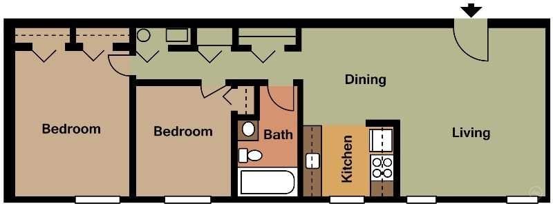 Floor Plan - 2 bedroom 1 bath