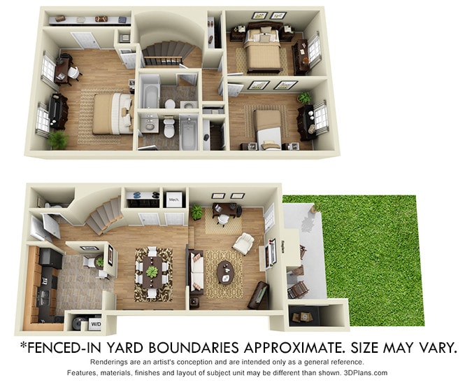 Floor Plan - La Colombe Townhouse with Fenced-In Yard