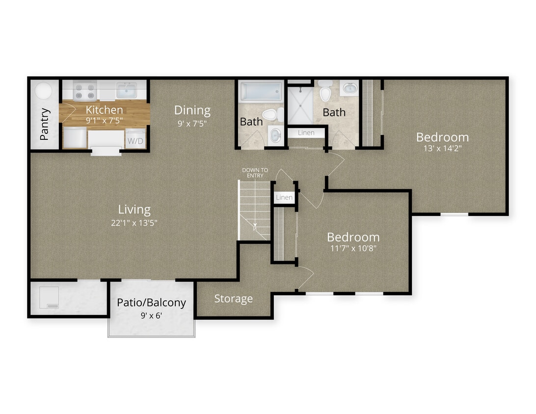 Redwood II - 2 Bedroom/2 Bath - 2 Bed x 2 Bath - Redwood II