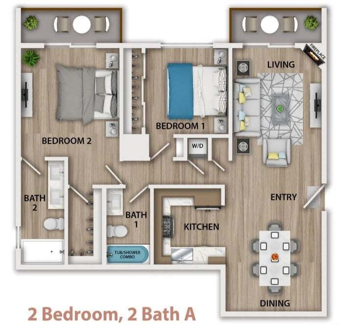 Floor Plan - 2 Bedroom 2 Bathroom