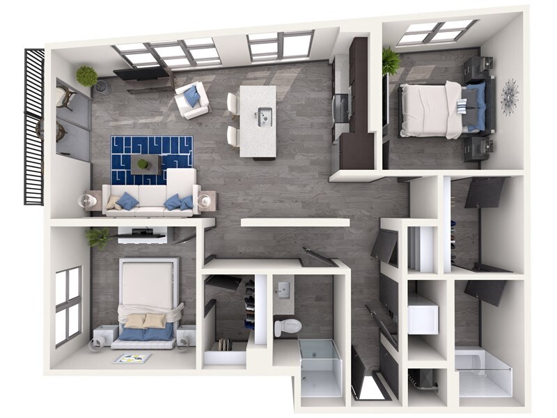 Experience luxury living with this thoughtfully designed 2-bedroom apartment layout. - B6