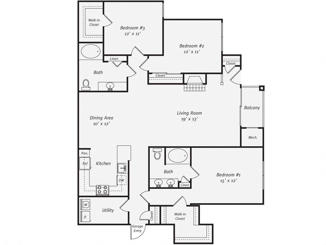 Floor Plan - 3 Bed/2 Bath-C1G