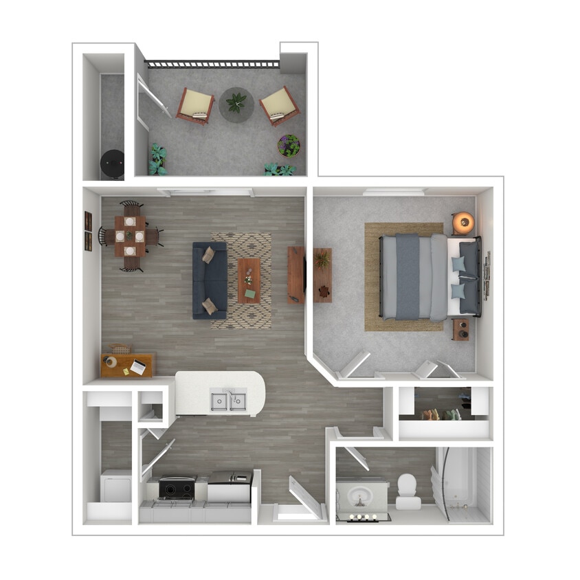 Floor Plan - 1 Bed 1 Bath 780 SqFt (654 Net)