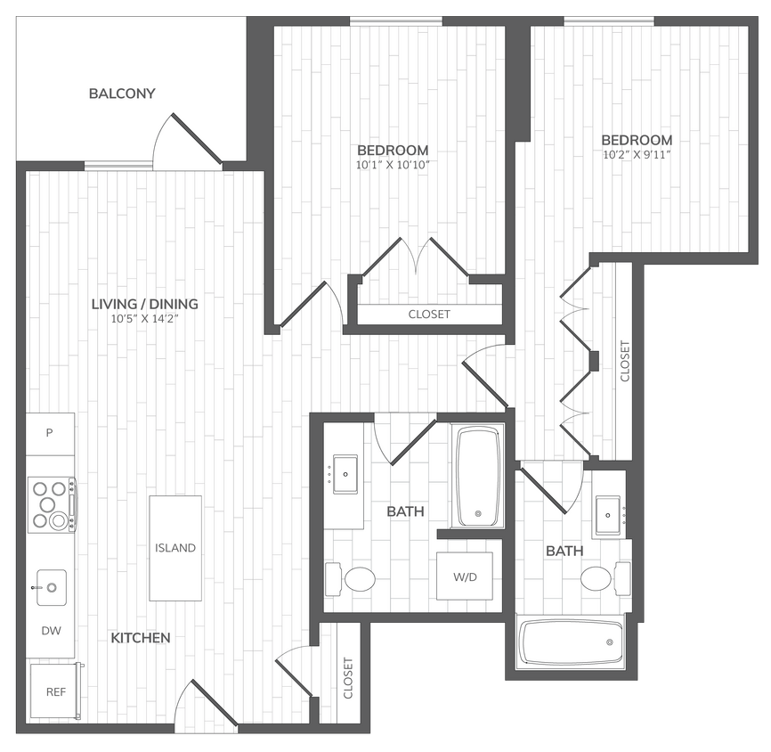 Floor Plan - 2 Bed - 2 Bath