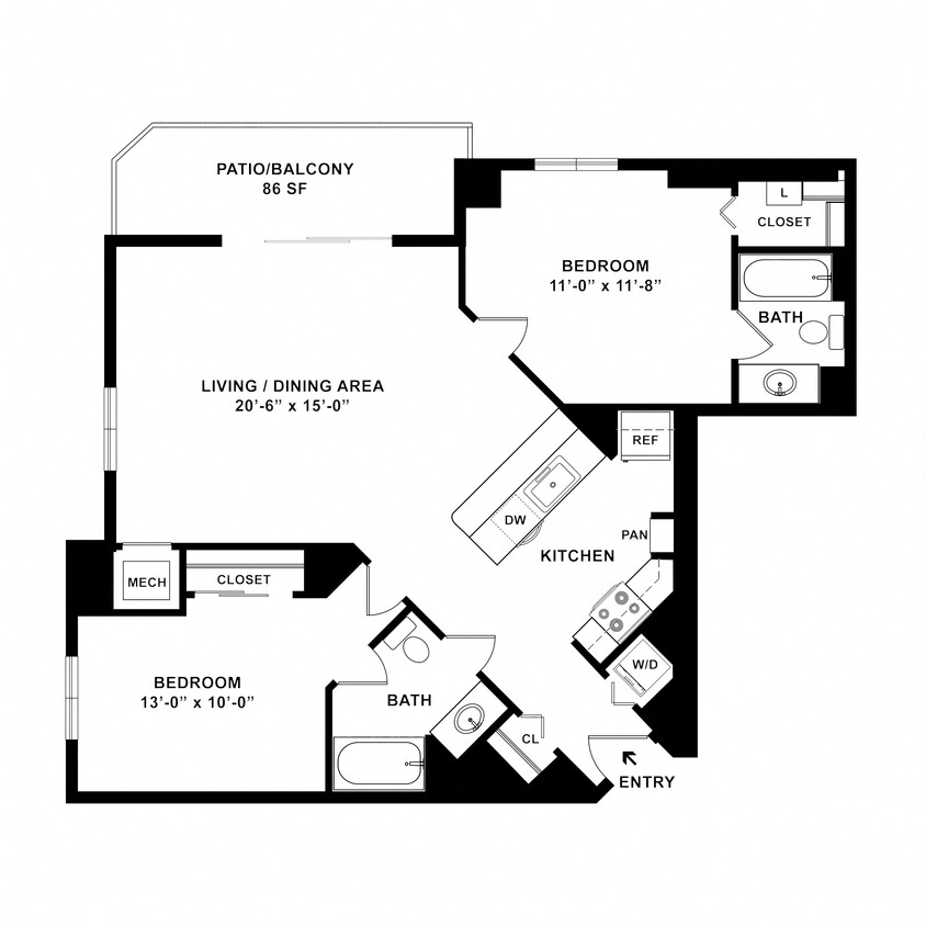 Floor Plan - 2 Bed/2 Bath-B03