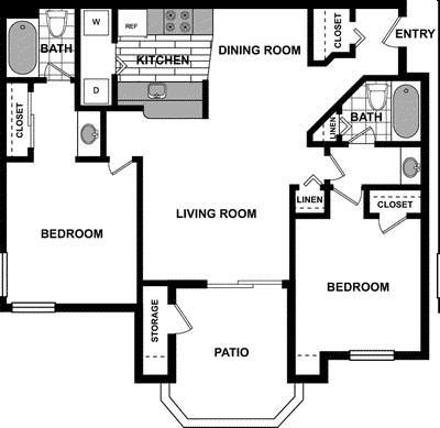 2BR/2BA - 2 Bedroom/ 2 Bath