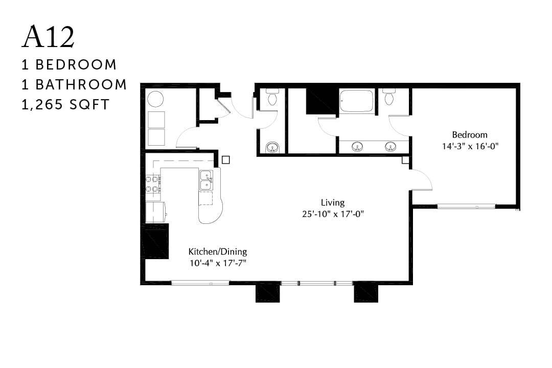 Floor Plan - A12r Renovated One Bedroom