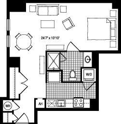 1RX floor plan The Clarendon - 1RX
