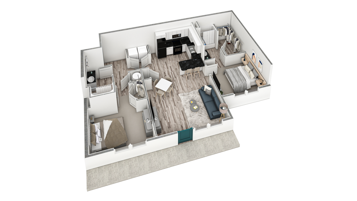 Floor Plan - 2-2 BR Premier Retreat Courtyard