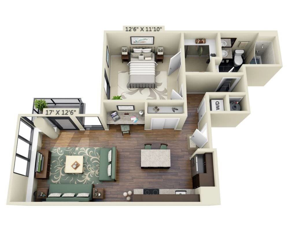 Floor Plan - One Bedroom A1J