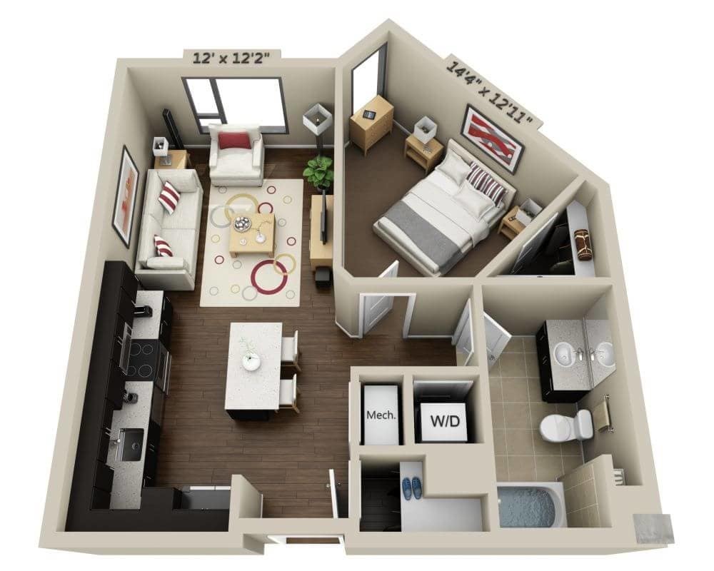 Floor Plan - One Bedroom A1C