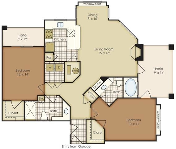Floor Plan - Two Bedroom 1B2AG-2B2AG