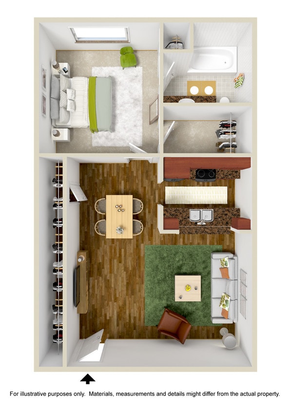 Floor Plan - 1 Bedroom 1 Bath
