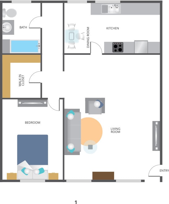 Floor Plan - One Bedroom D