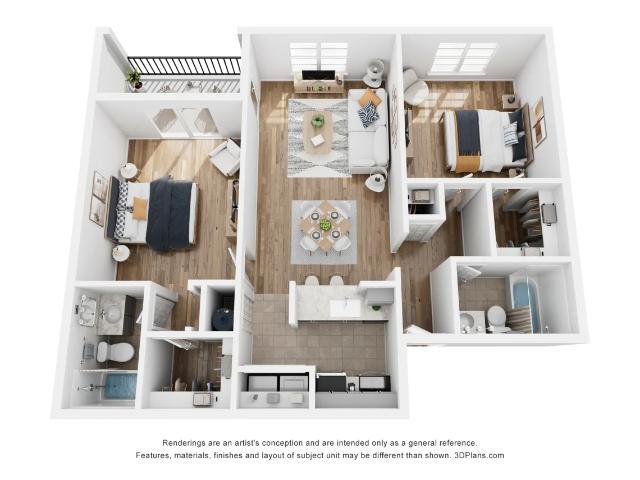 Floor Plan - 2x2 B1 Renovated