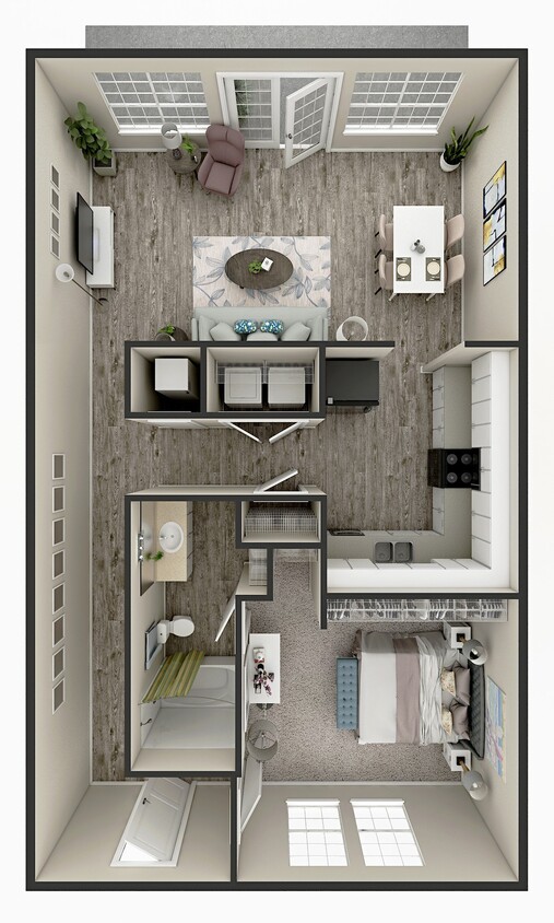 Floor Plan - Larger One Bed One Bath RENOVATED