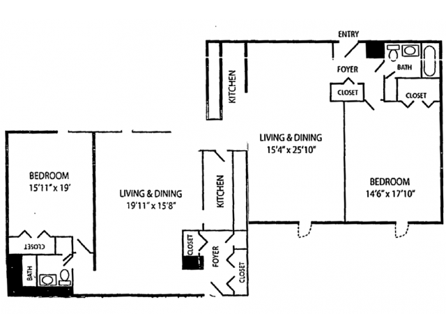 Floor Plan - Downtown Double Suite