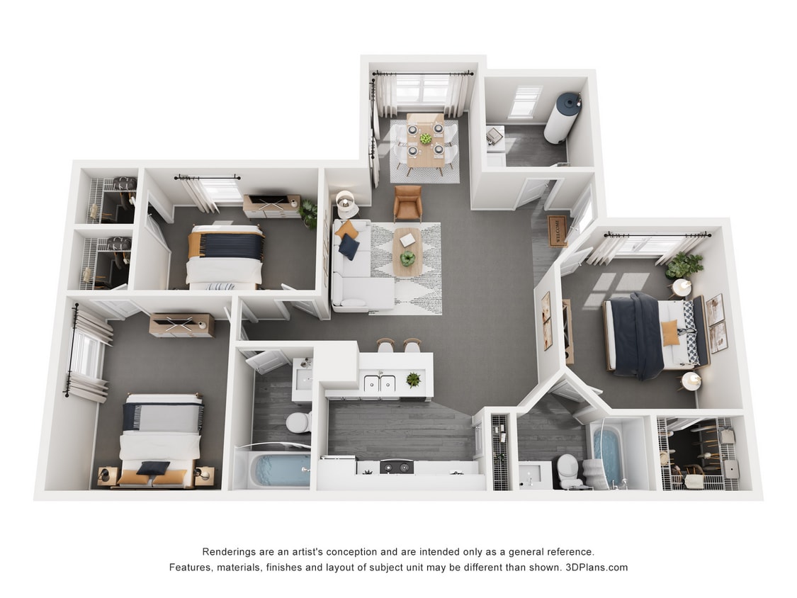 Flamingo_3Bed_2Bath_1081 Sq Ft - C1 Flamingo - 3 Bedroom, 2 Bathroom